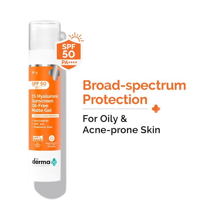 1% Hyaluronic Sunscreen Oil-Free Matte Gel In Vivo Tested (ISO 24444:2019 Certified, CTRI/2025/02/079913) - 50 g