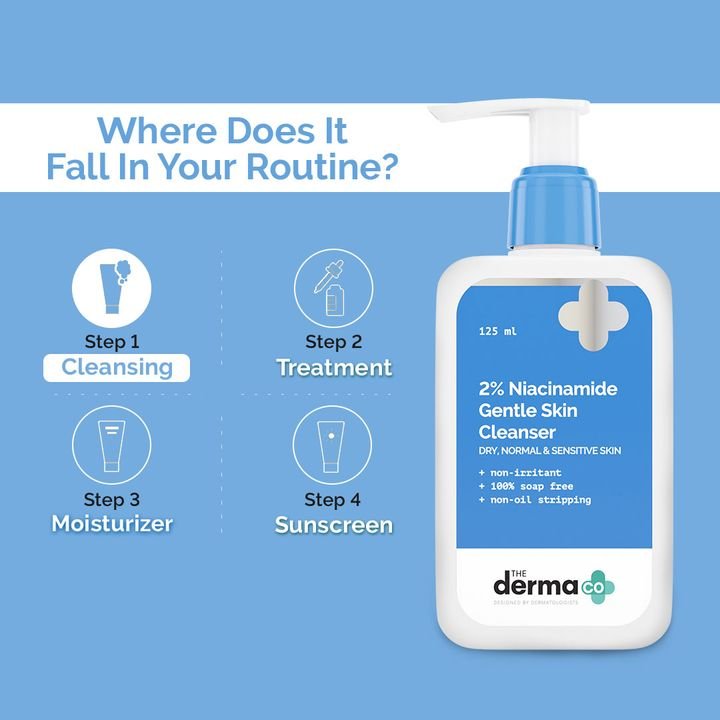 2% Niacinamide Gentle Skin Cleanser for Sensitive, Dry & Normal Skin - 125 ml - Image 5