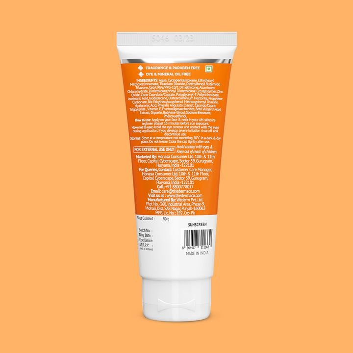 1% Hyaluronic Long Lasting Sunscreen SPF 50 & PA++++ with Hyaluronic Acid & Vitamin E for Upto 6-Hour Sun Protection- 50 g - Image 8